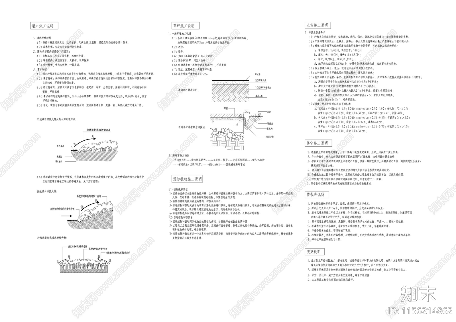 景观植物种植绿化说明施工图下载【ID:1156214862】
