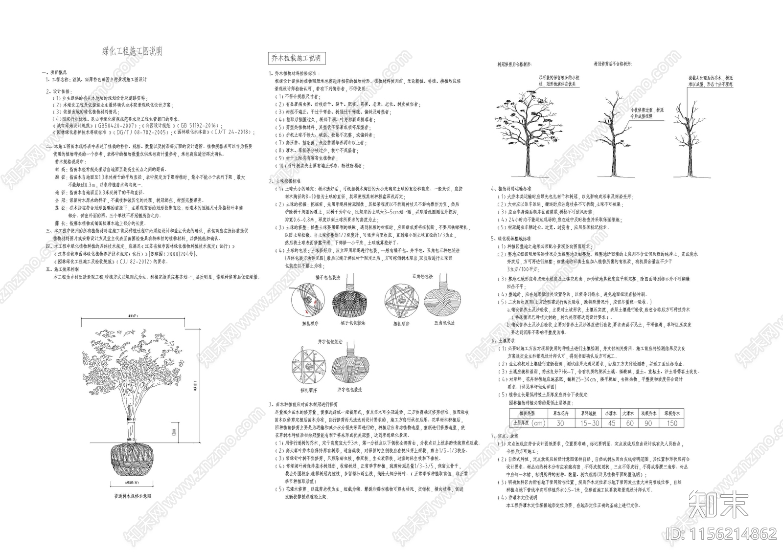 景观植物种植绿化说明施工图下载【ID:1156214862】