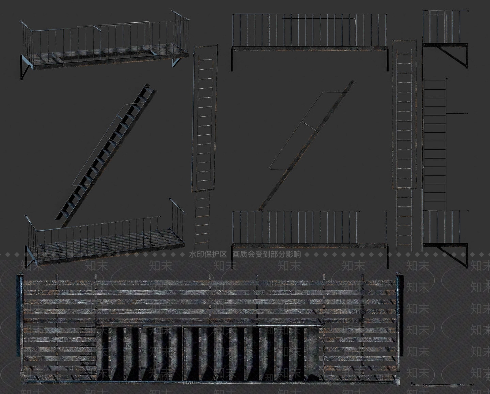 现代火灾逃生楼梯建筑设施SU模型下载【ID:1156217912】