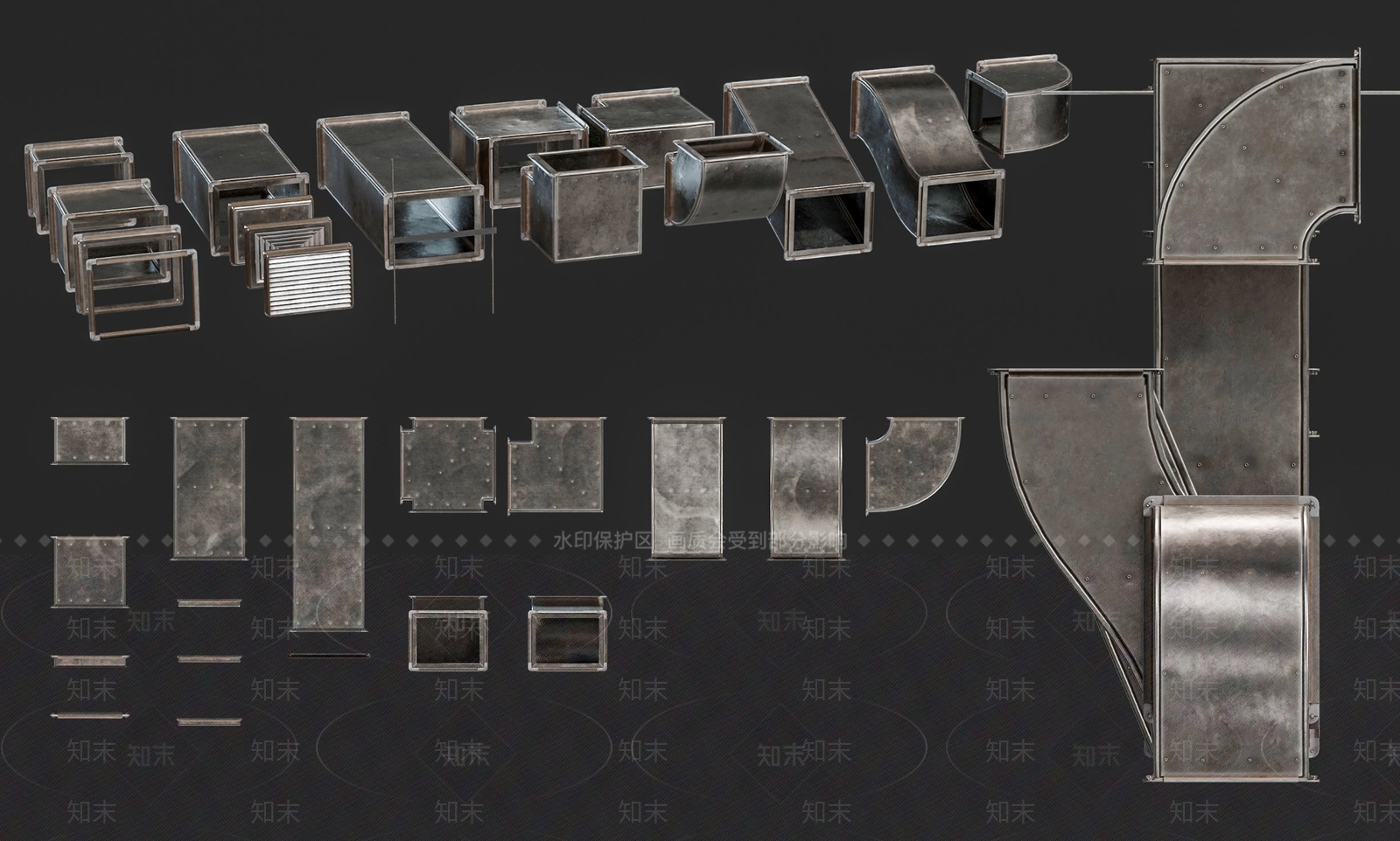 现代老旧方形烟机空调排风管道SU模型下载【ID:1156218250】