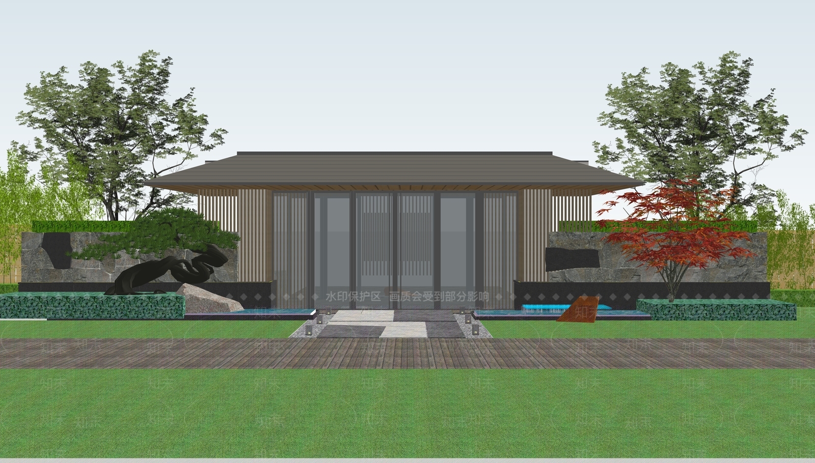 日式大门入口门楼SU模型下载【ID:1156221504】