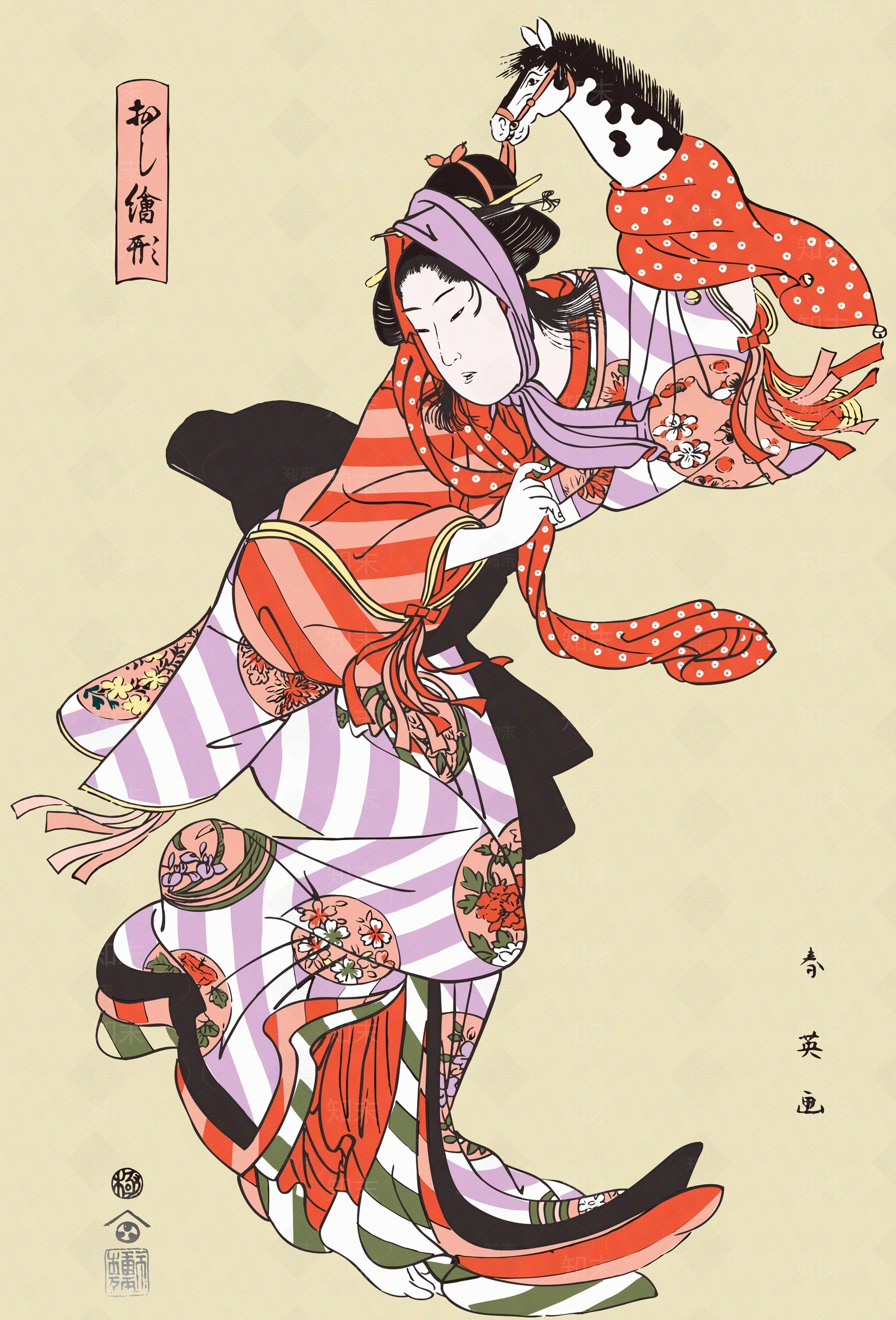 日式浮世绘装饰画贴图下载【ID:1156222606】