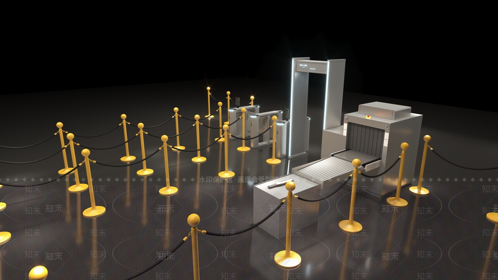 现代大型安检门3D模型下载【ID:1156226949】