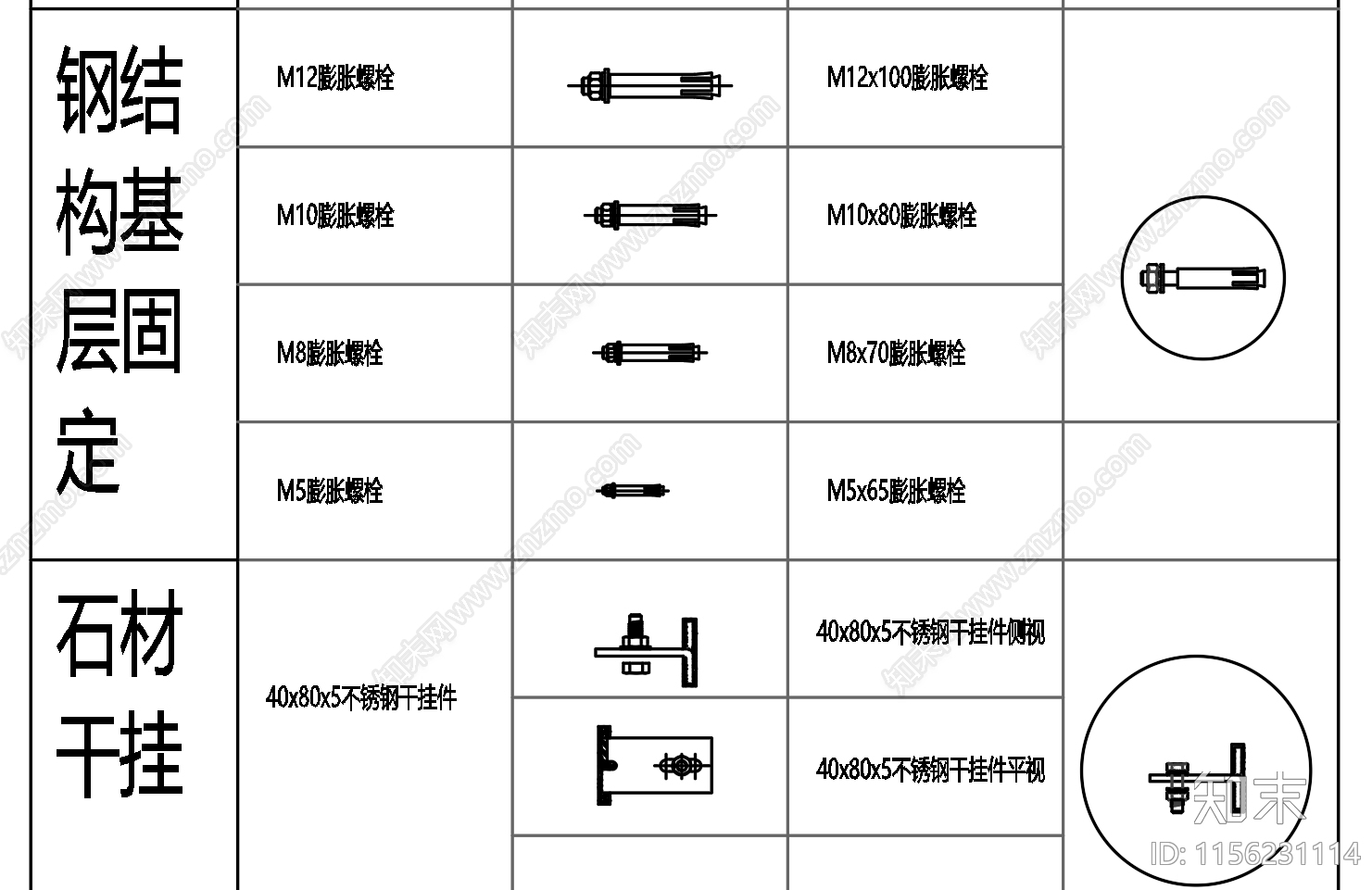 轻钢龙骨钢构件五金配件节点动态图块施工图下载【ID:1156231114】