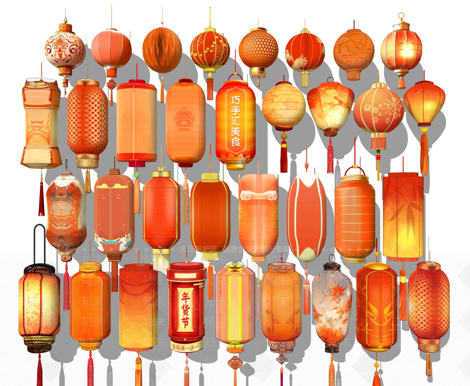中式灯笼SU模型下载【ID:1156233096】