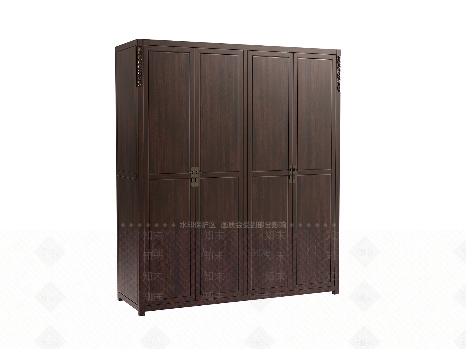 中式四门衣柜3D模型下载【ID:1156235285】