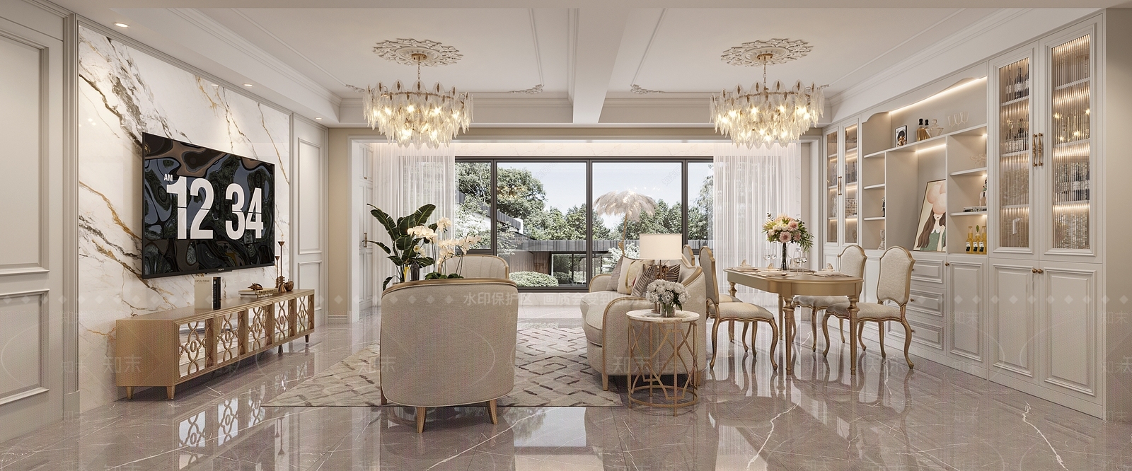 简欧客餐厅3D模型下载【ID:1156236222】