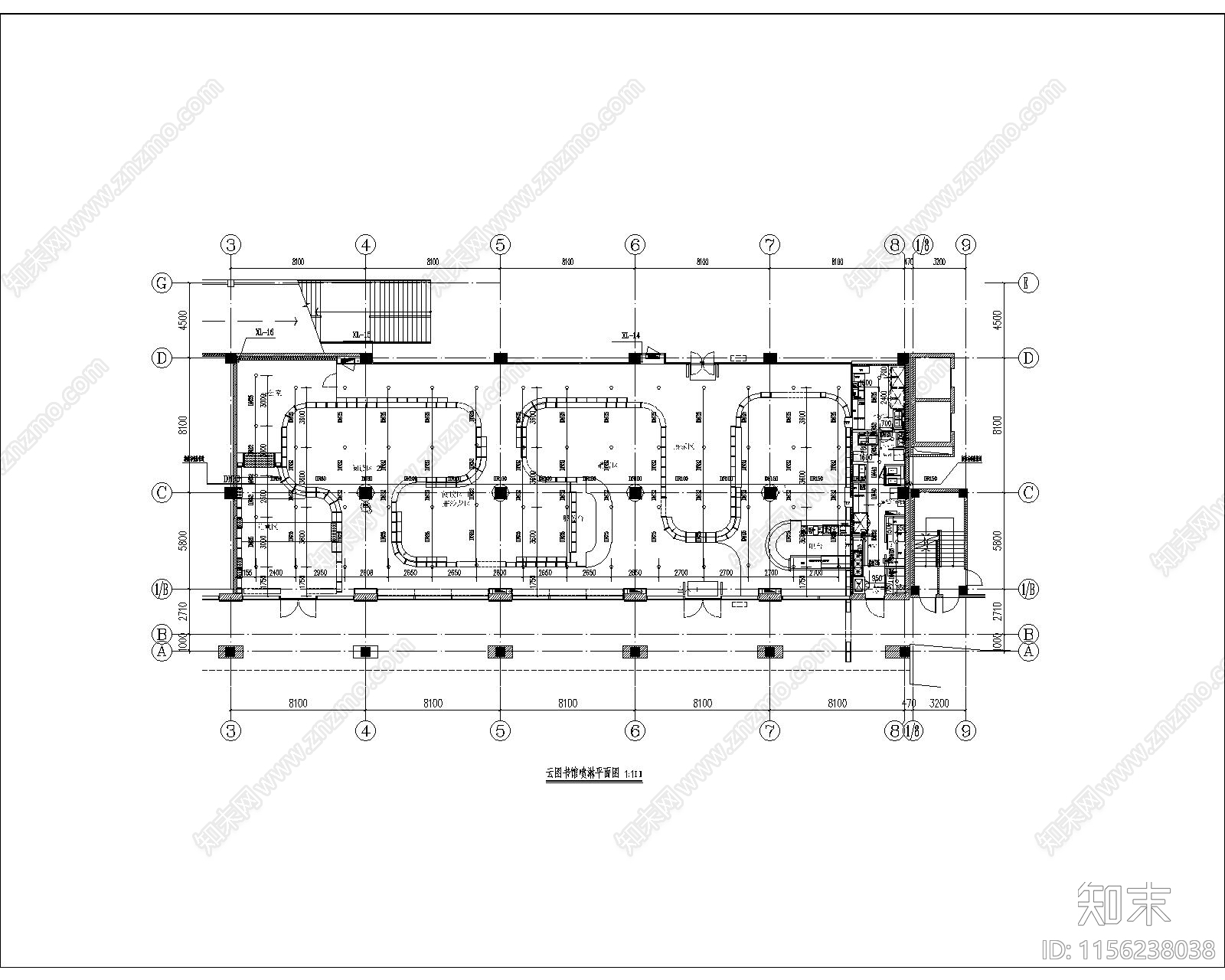 图书馆建筑水电图cad施工图下载【ID:1156238038】