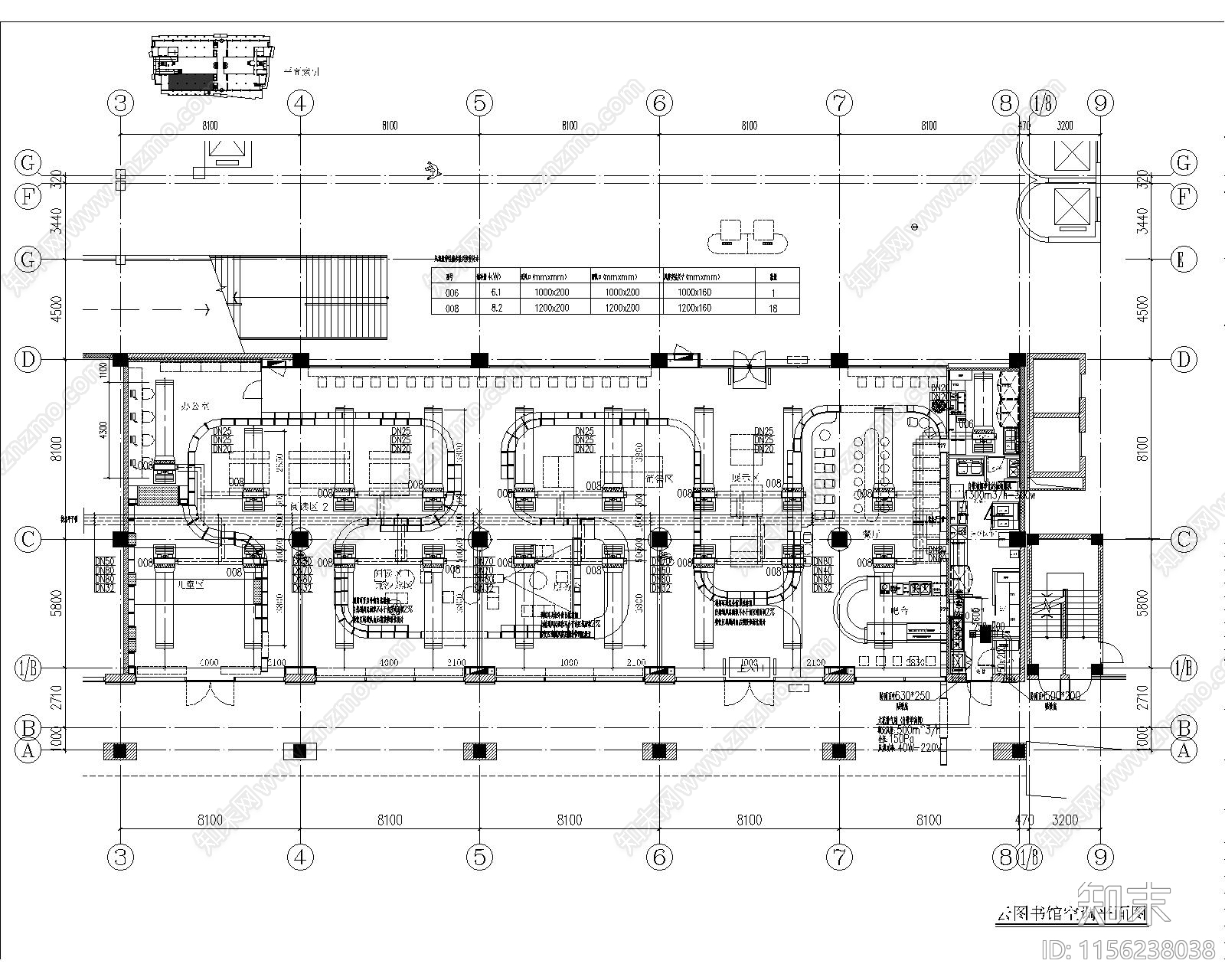 图书馆建筑水电图cad施工图下载【ID:1156238038】