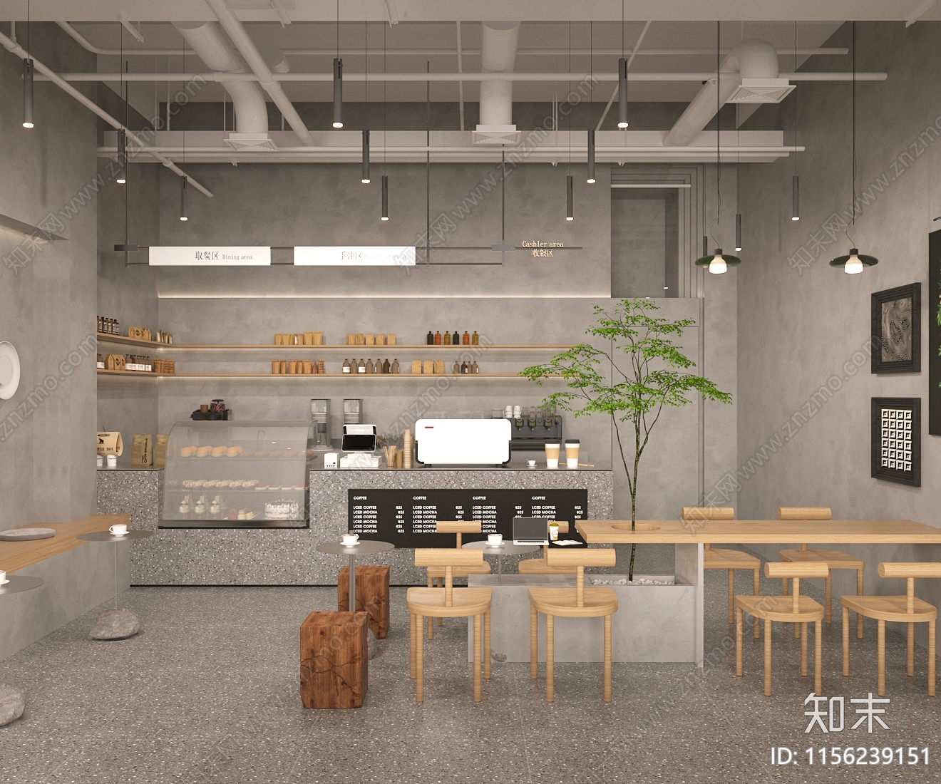 工业风咖啡店3D模型下载【ID:1156239151】