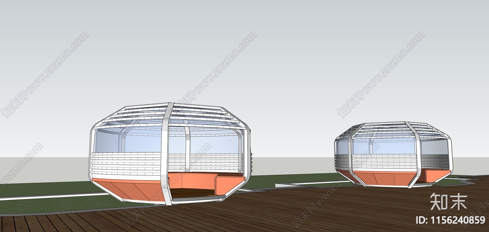 现代鸟巢休闲凉亭SU模型下载【ID:1156240859】