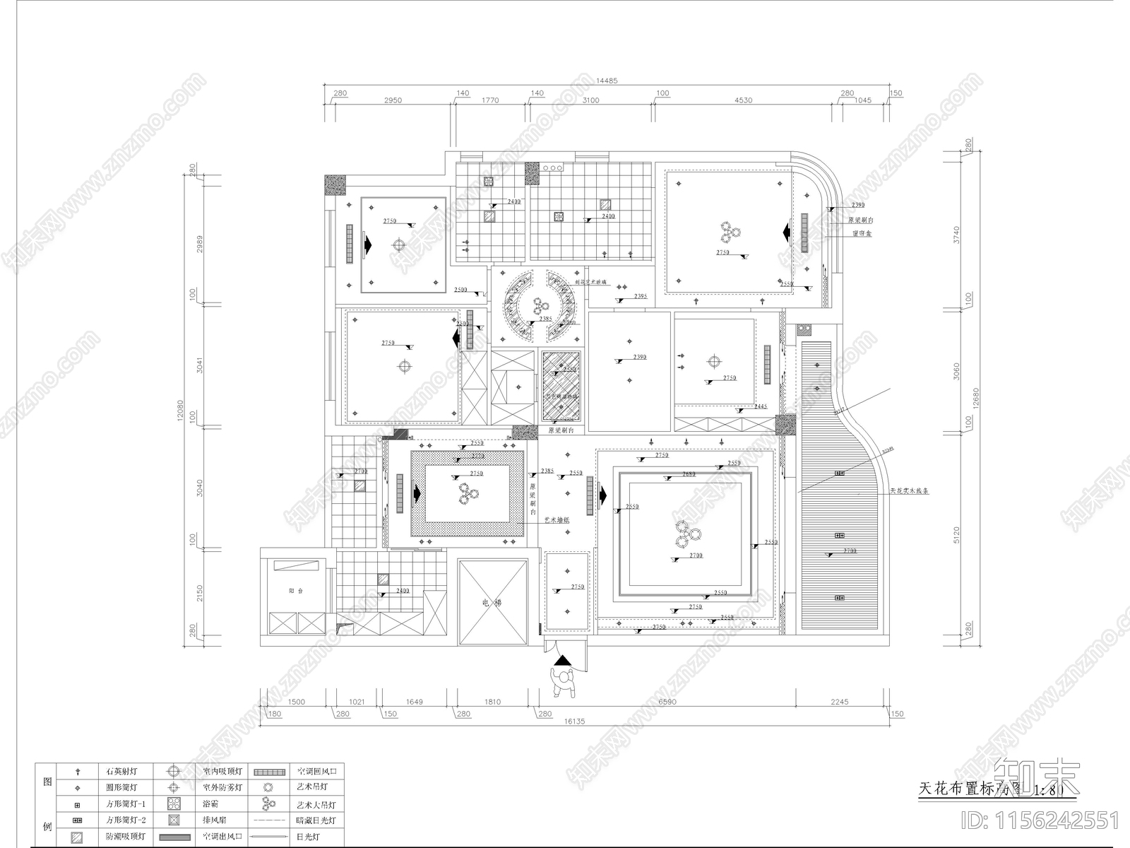 现代家装样板间全cad施工图下载【ID:1156242551】