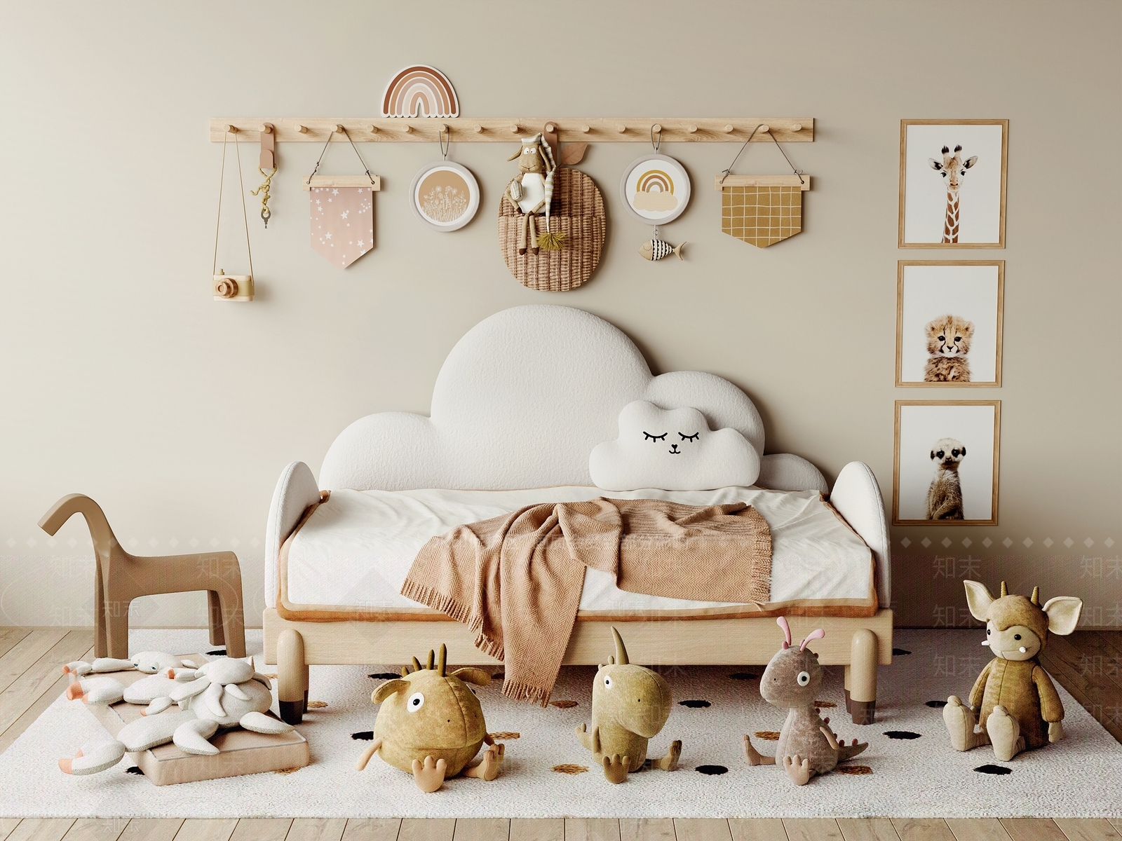 现代儿童床3D模型下载【ID:1156243288】