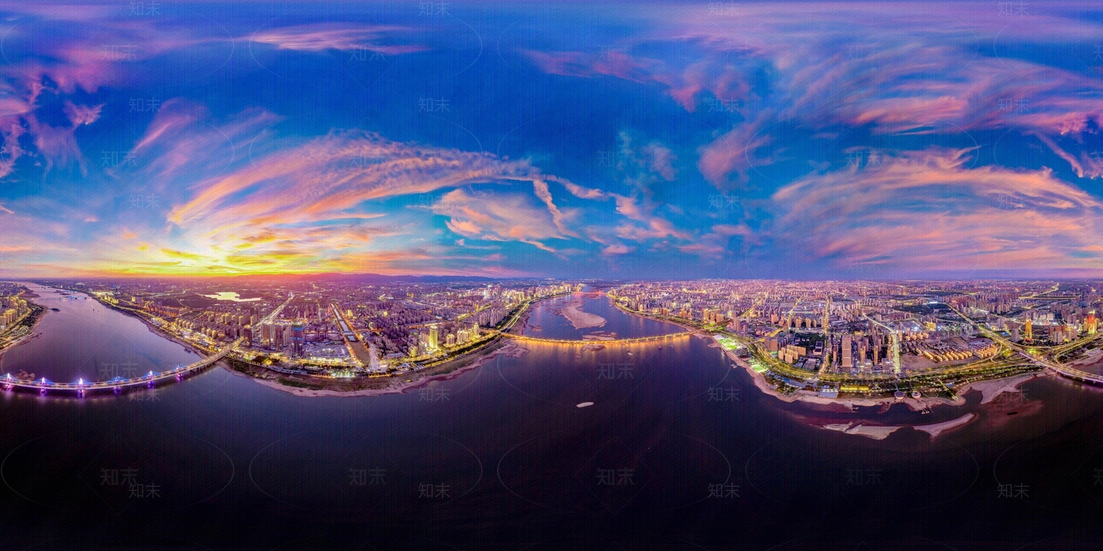 HDR晨曦黄昏城市夜景全景贴图下载【ID:1156244507】