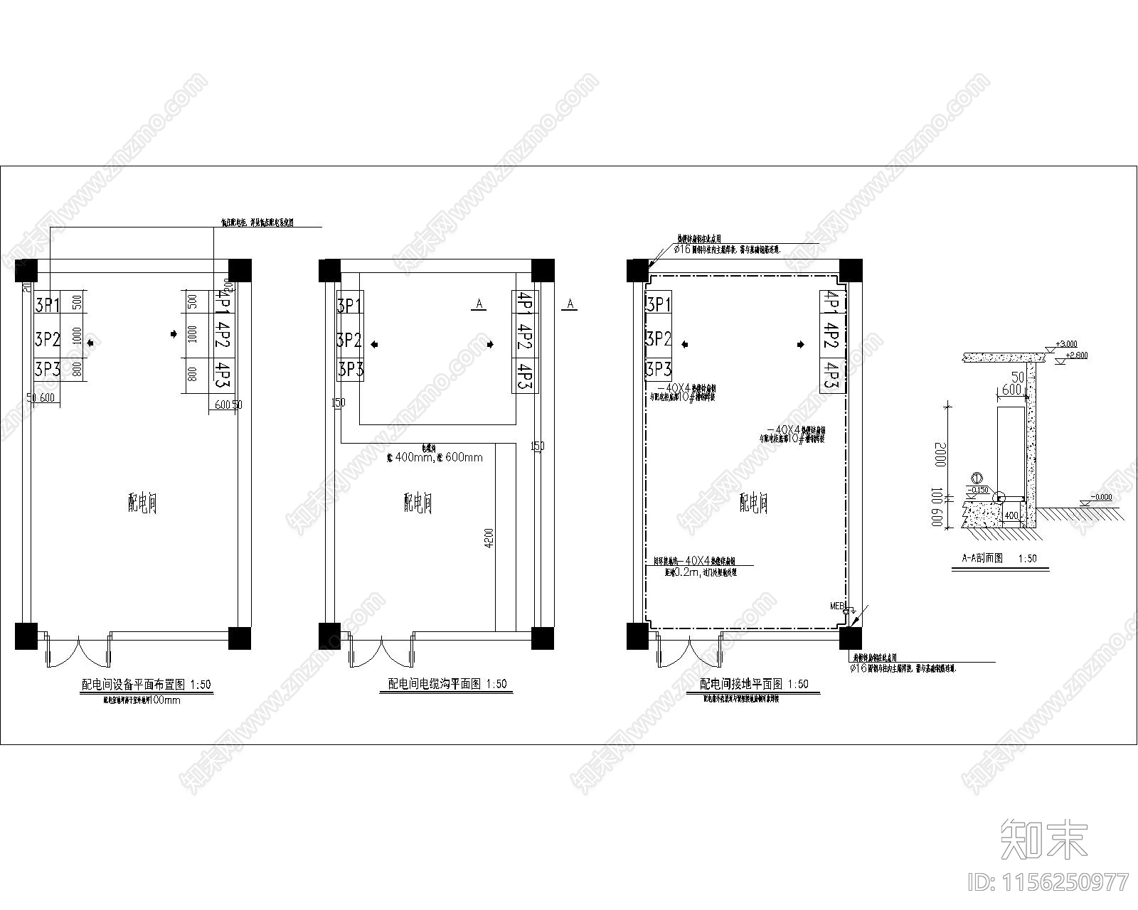 配电间节点详图cad施工图下载【ID:1156250977】