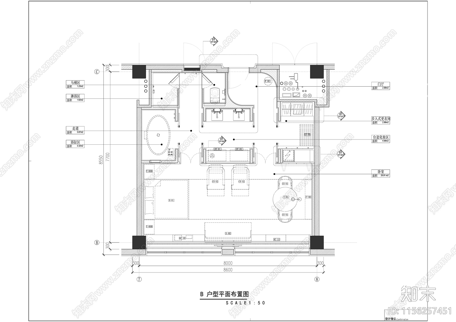 艺术特色酒店豪华家庭套间室内精装修施工图下载【ID:1156257451】