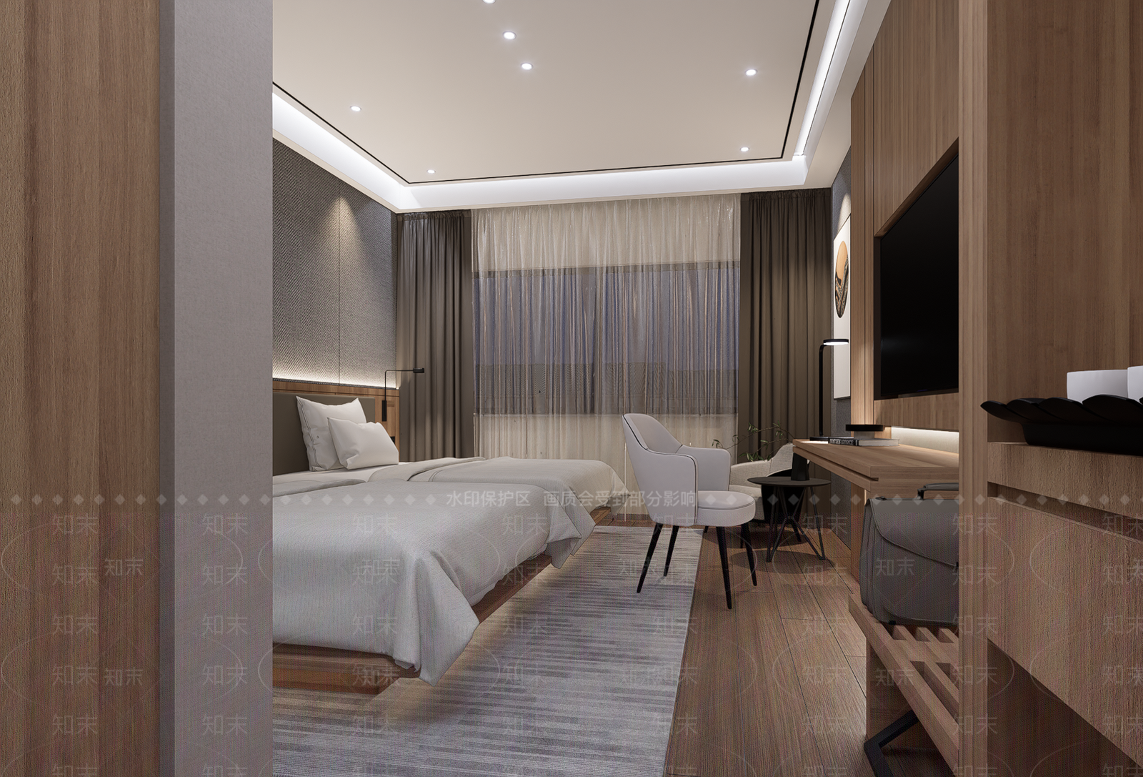 现代酒店客房SU模型下载【ID:1156264860】
