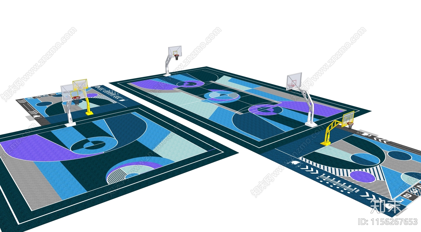 现代篮球场SU模型下载【ID:1156267653】