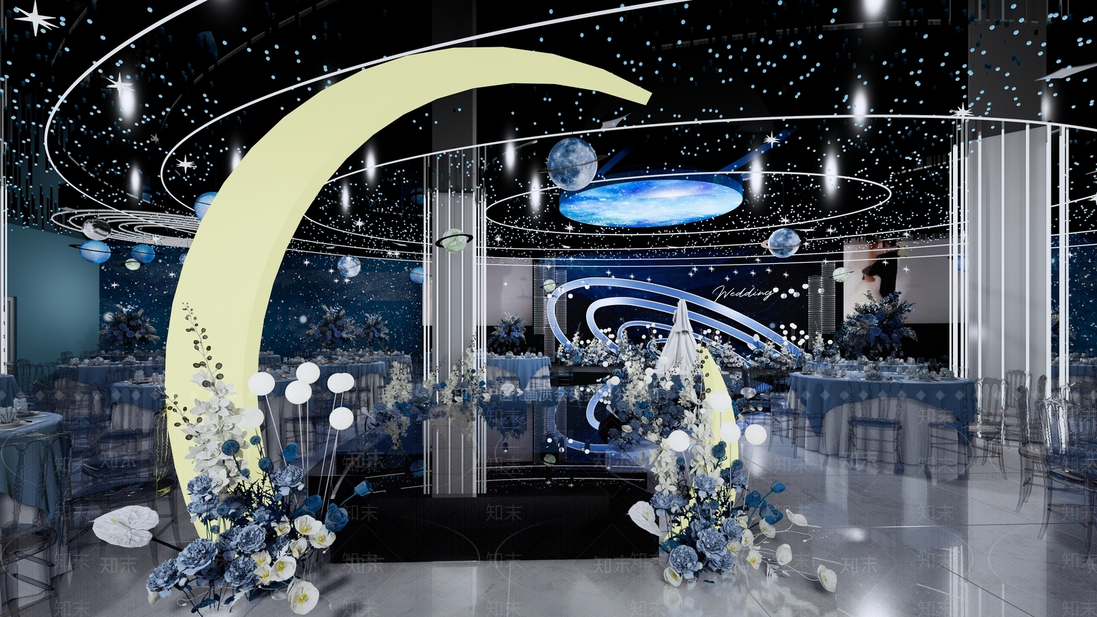 现代星空宴会厅SU模型下载【ID:1156268270】