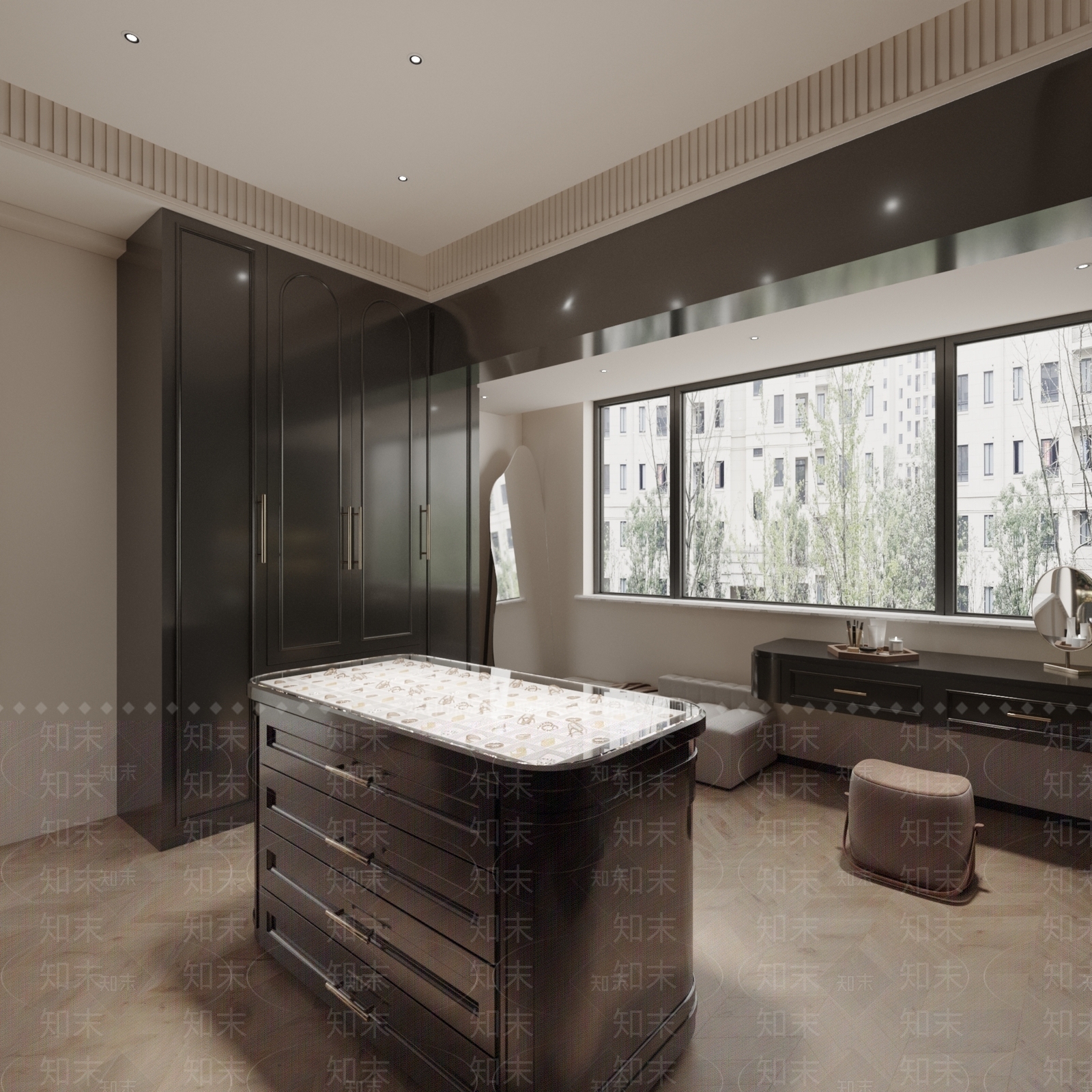 深色梳妆台梳妆台3D模型下载【ID:1227578671】