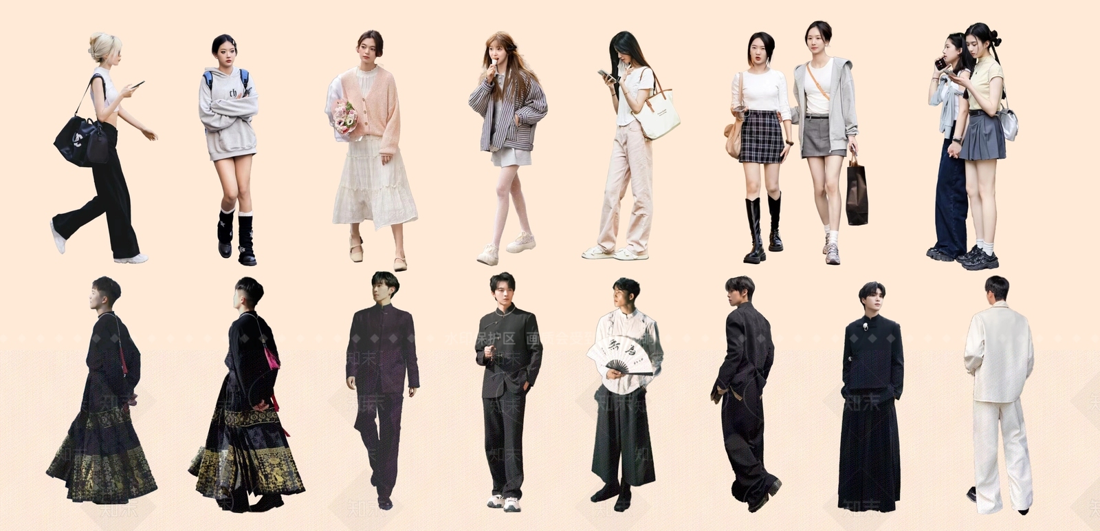 2D时尚人物组合SU模型下载【ID:1156284181】