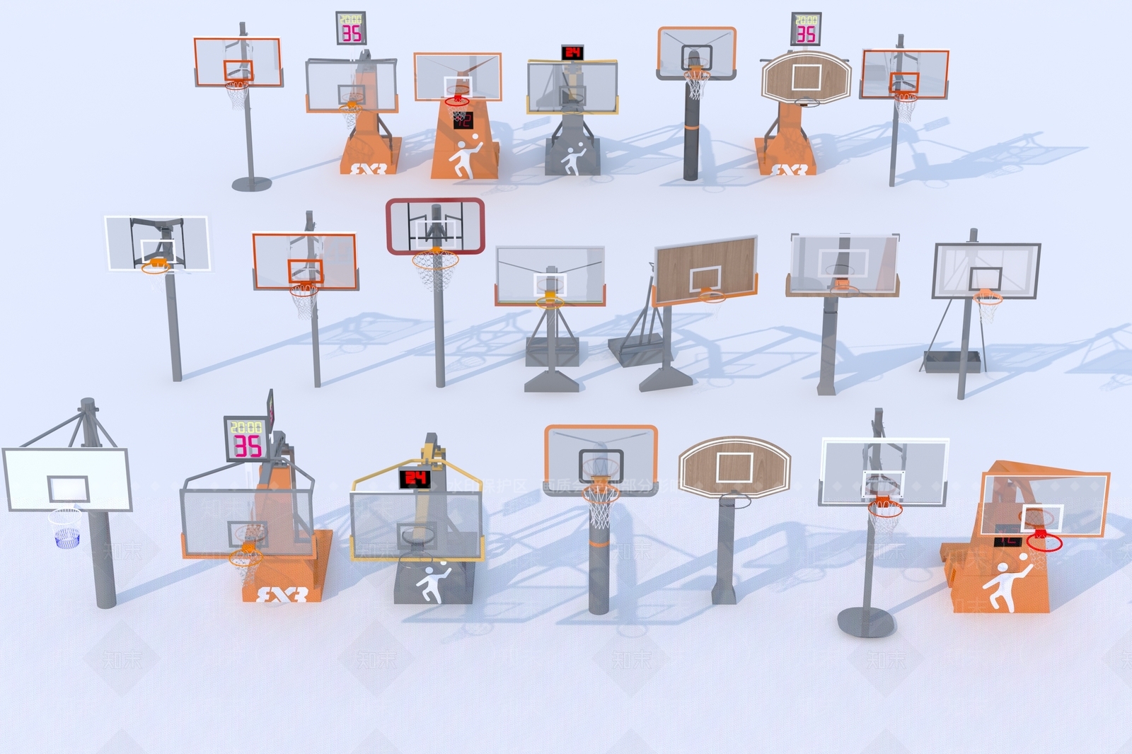 现代篮球架3D模型下载【ID:1156286961】