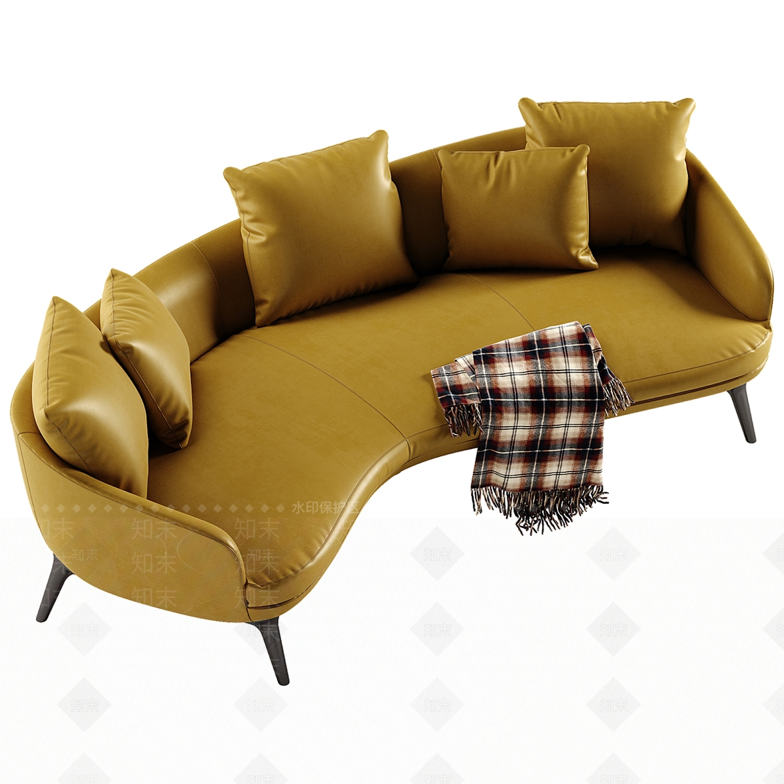 现代皮革多人沙发3D模型下载【ID:1156288266】