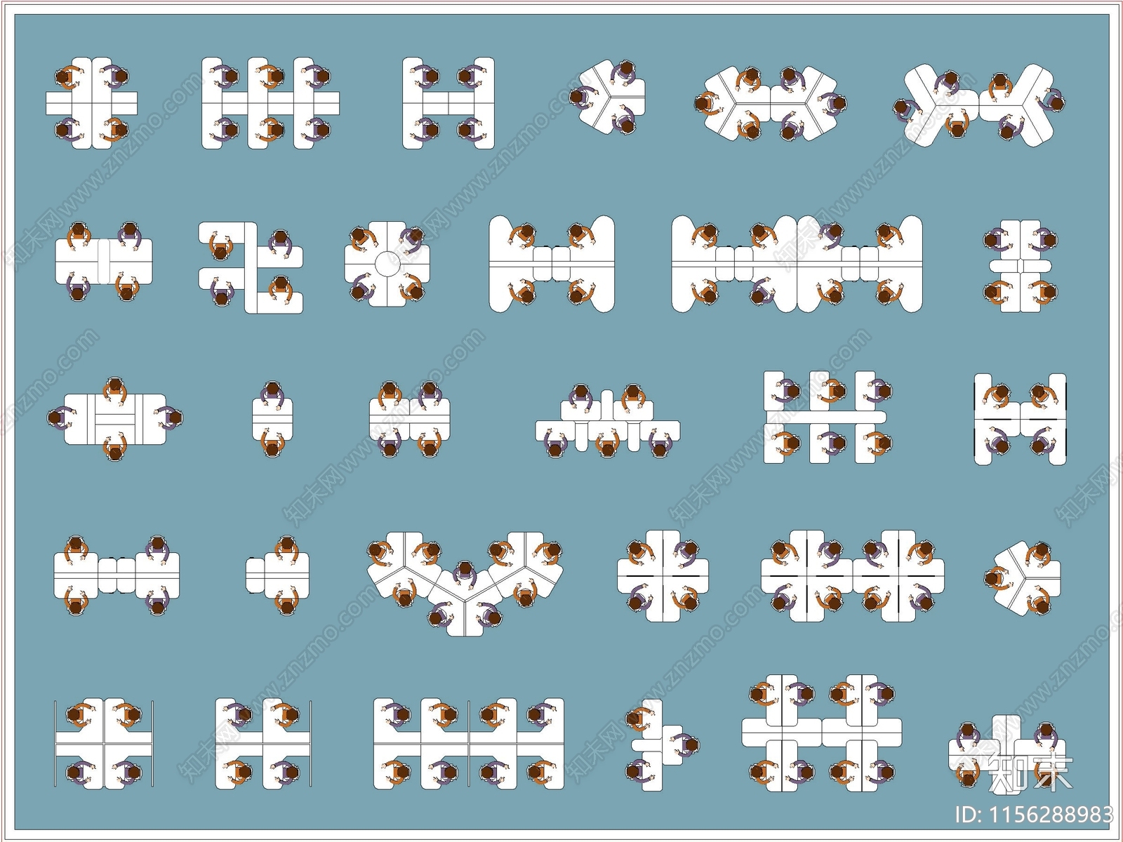 办公桌员工工位施工图下载【ID:1156288983】