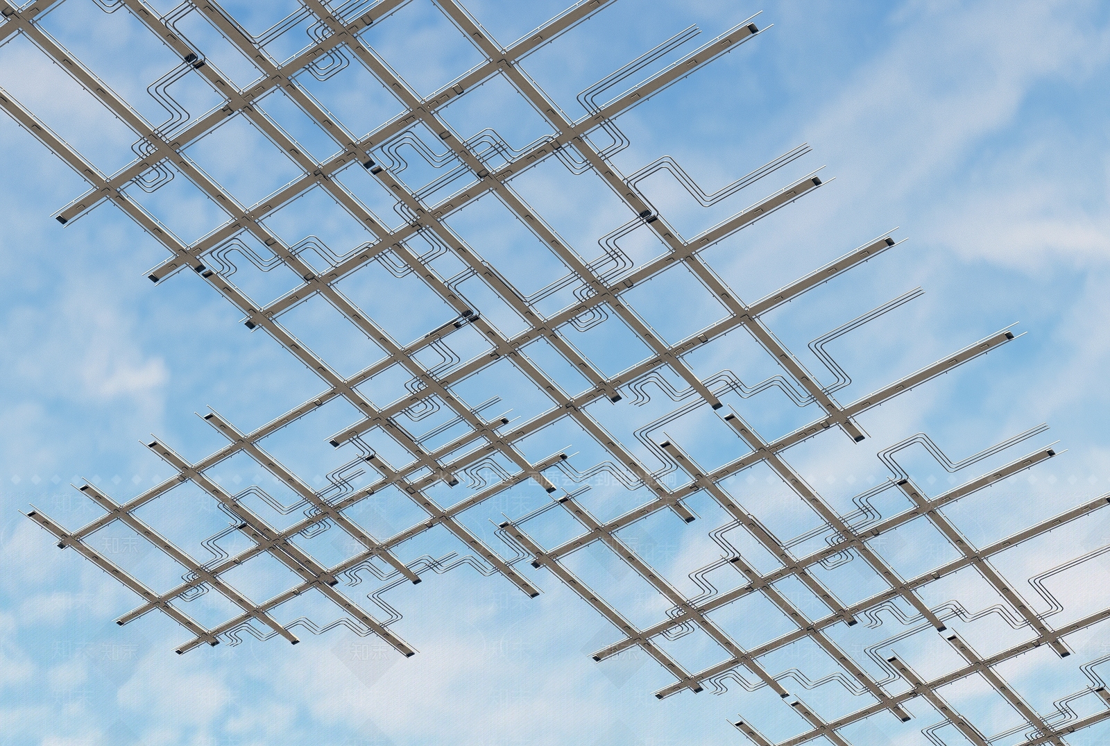 现代建筑天花消防管道SU模型下载【ID:1156289155】