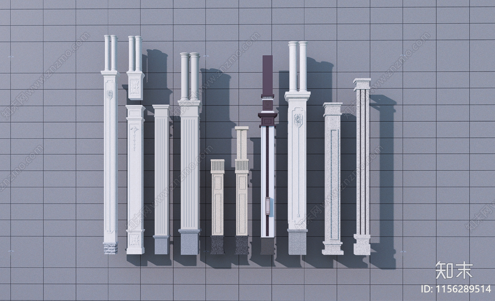 欧式柱子合集SU模型下载【ID:1156289514】
