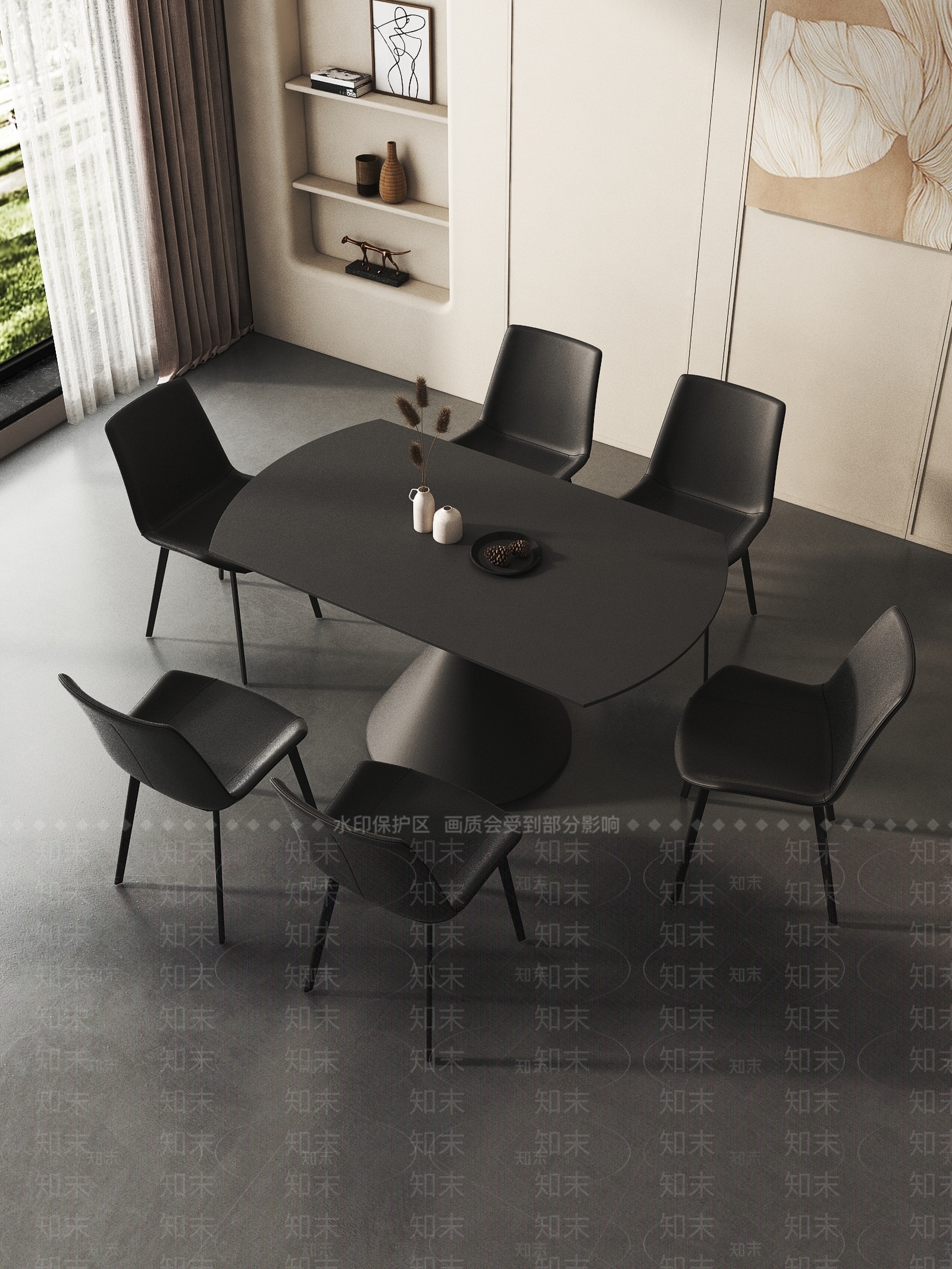 现代餐桌椅子组合3D模型下载【ID:1156294351】