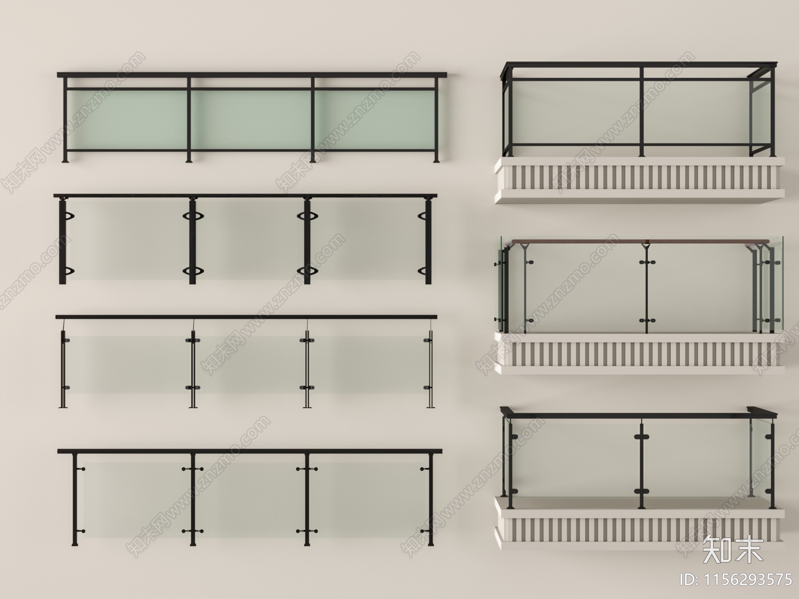 现代玻璃栏杆3D模型下载【ID:1156293575】
