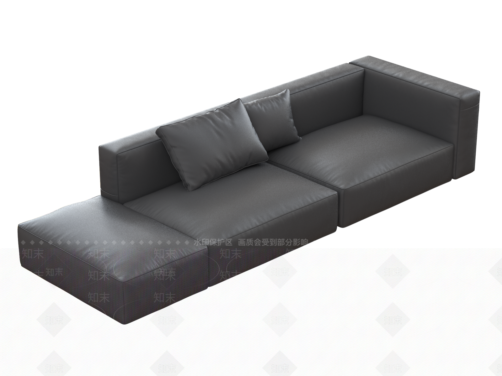 现代黑色皮质三人沙发SU模型下载【ID:1156293601】