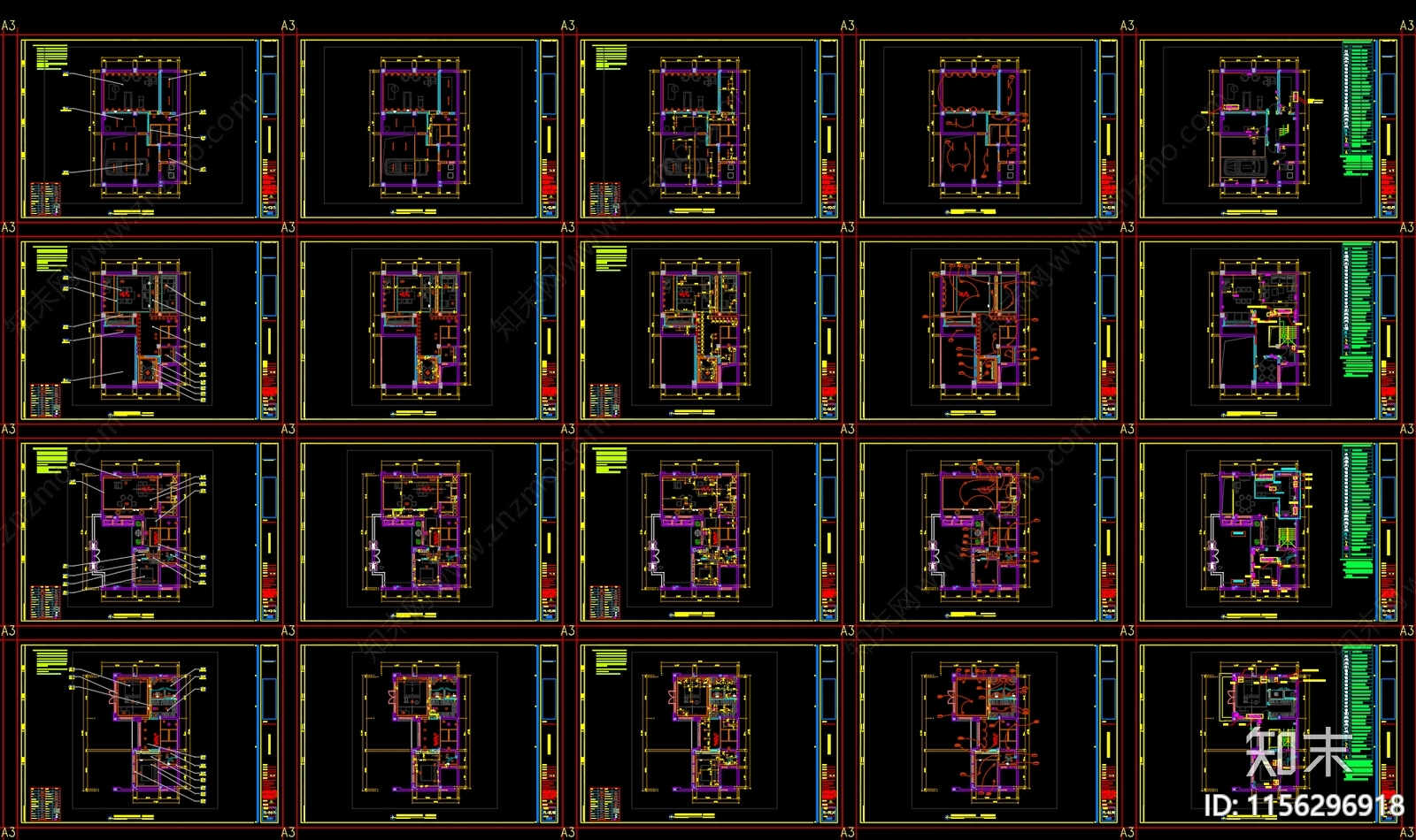 建发联排别墅全套cad施工图下载【ID:1156296918】