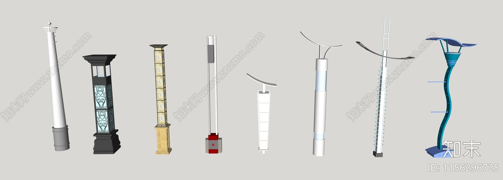 现代景观灯柱SU模型下载【ID:1156296725】