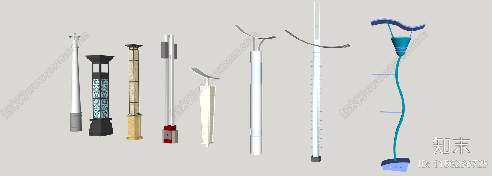 现代景观灯柱SU模型下载【ID:1156296725】