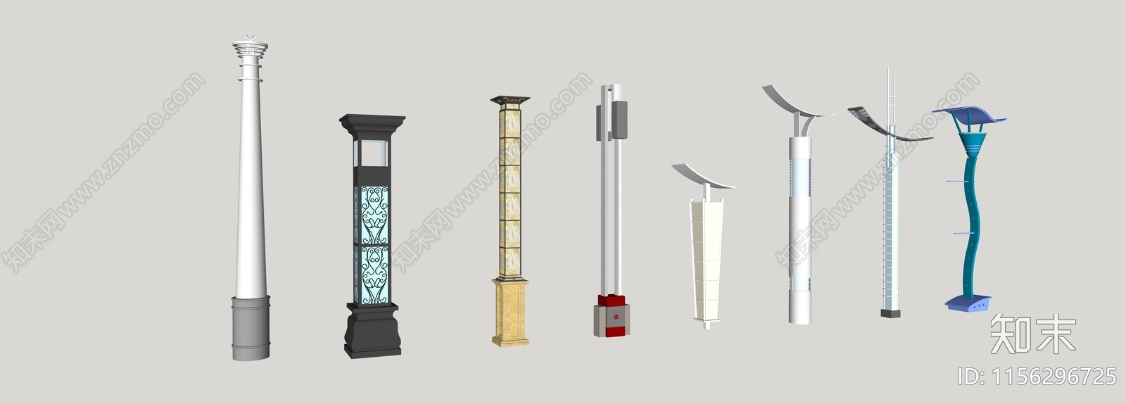 现代景观灯柱SU模型下载【ID:1156296725】