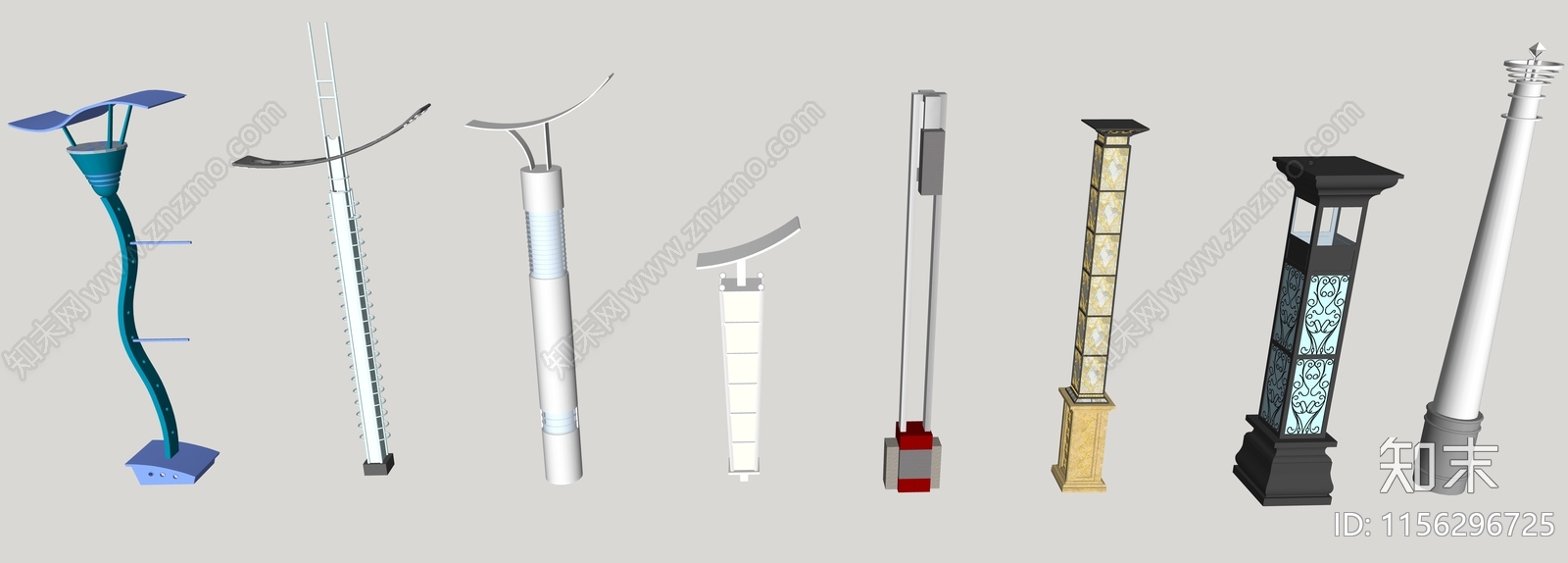 现代景观灯柱SU模型下载【ID:1156296725】