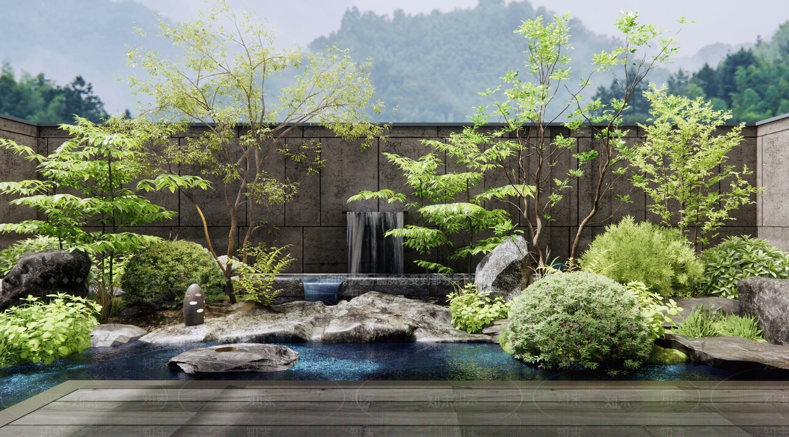 现代庭院水景3D模型下载【ID:1156304280】