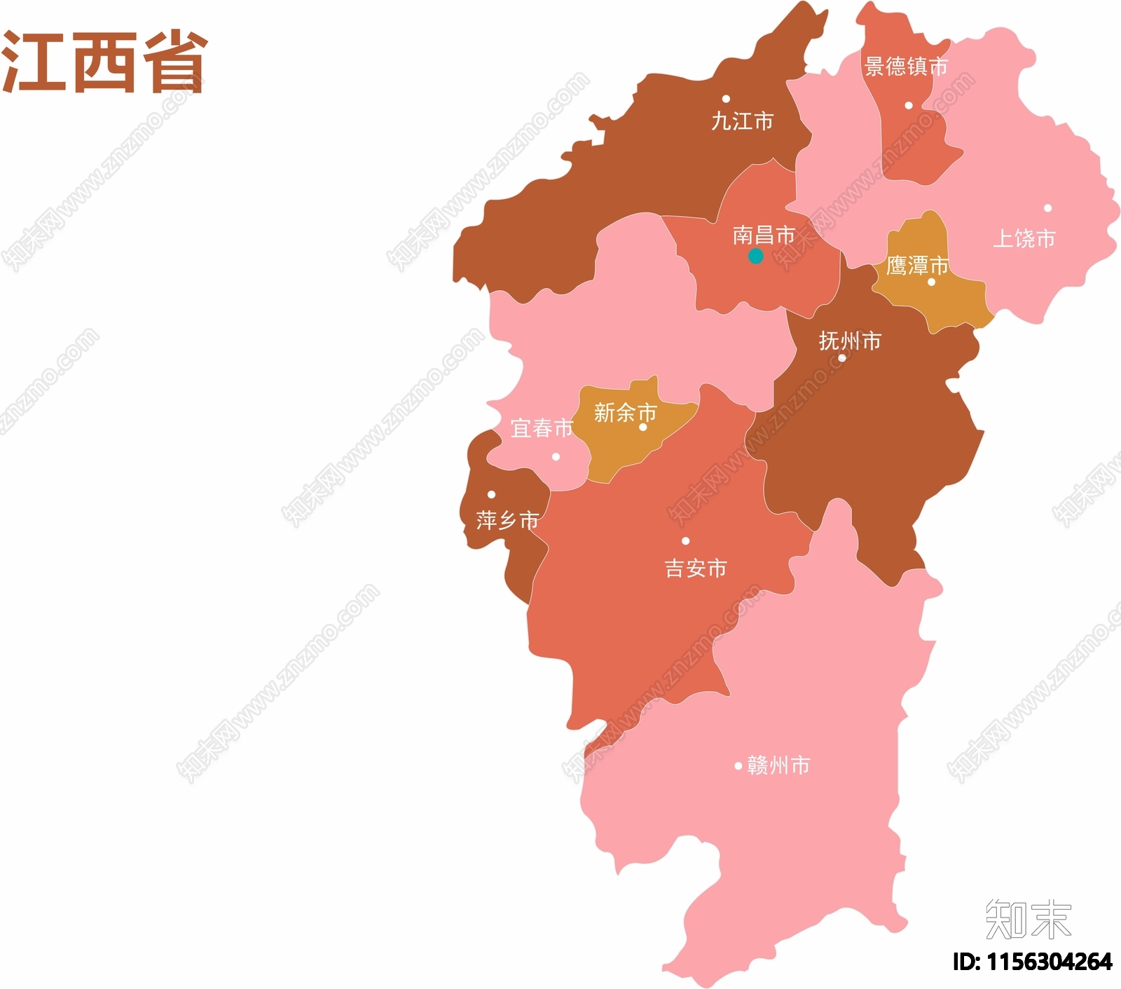 免抠江西省分区地图贴图下载
