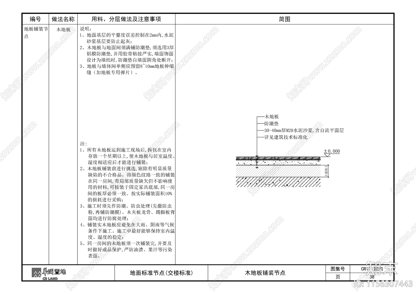 地板铺装节点cad施工图下载【ID:1156307443】