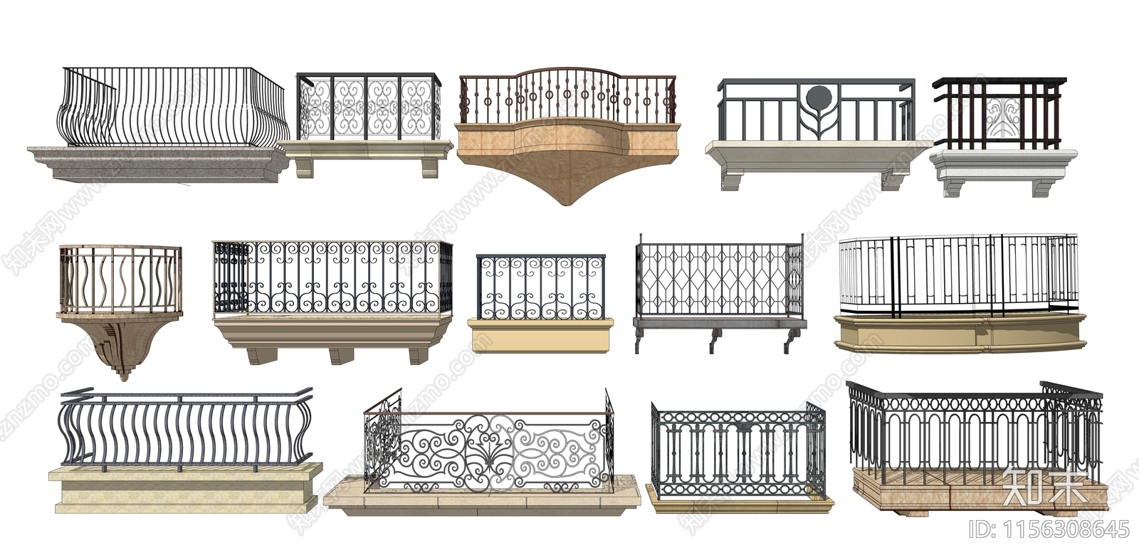 欧式栏杆SU模型下载【ID:1156308645】