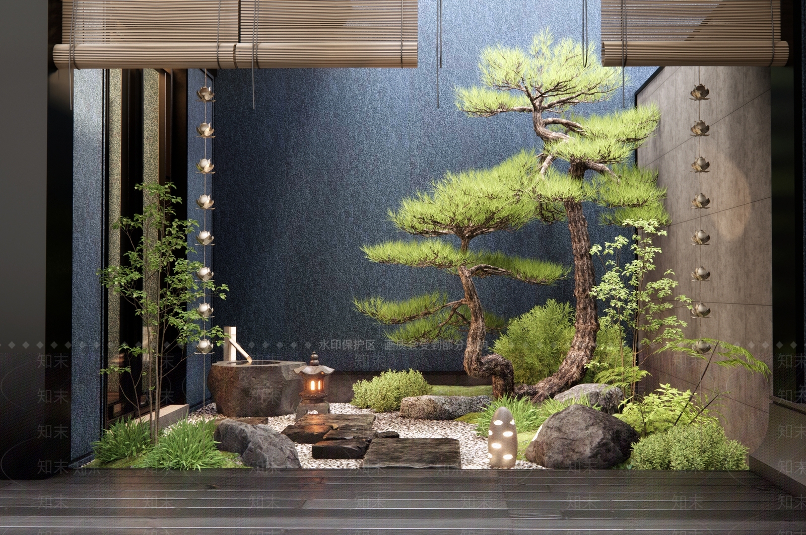 日式天井庭院景观SU模型下载【ID:1156308946】