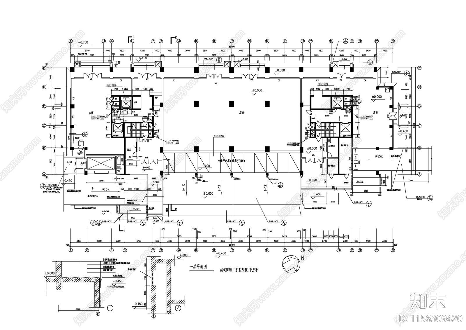 多层公寓建筑平面图cad施工图下载【ID:1156309420】