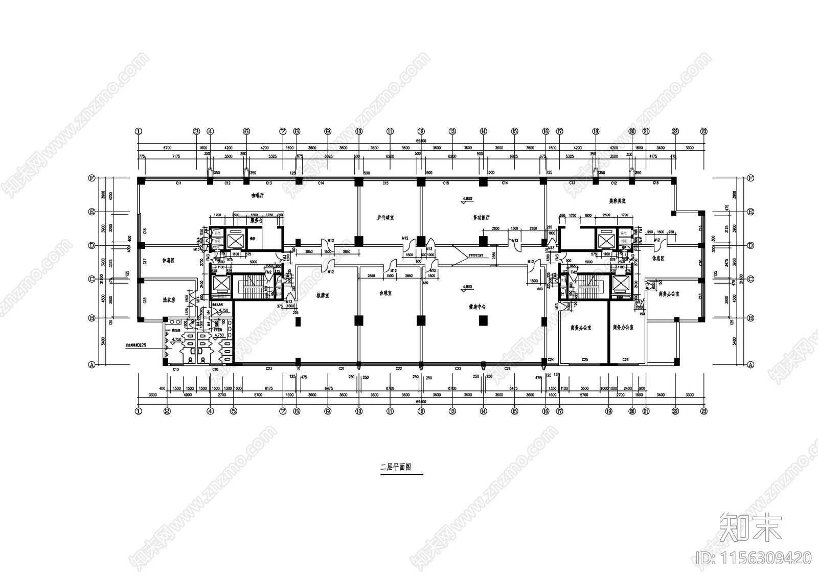 多层公寓建筑平面图cad施工图下载【ID:1156309420】