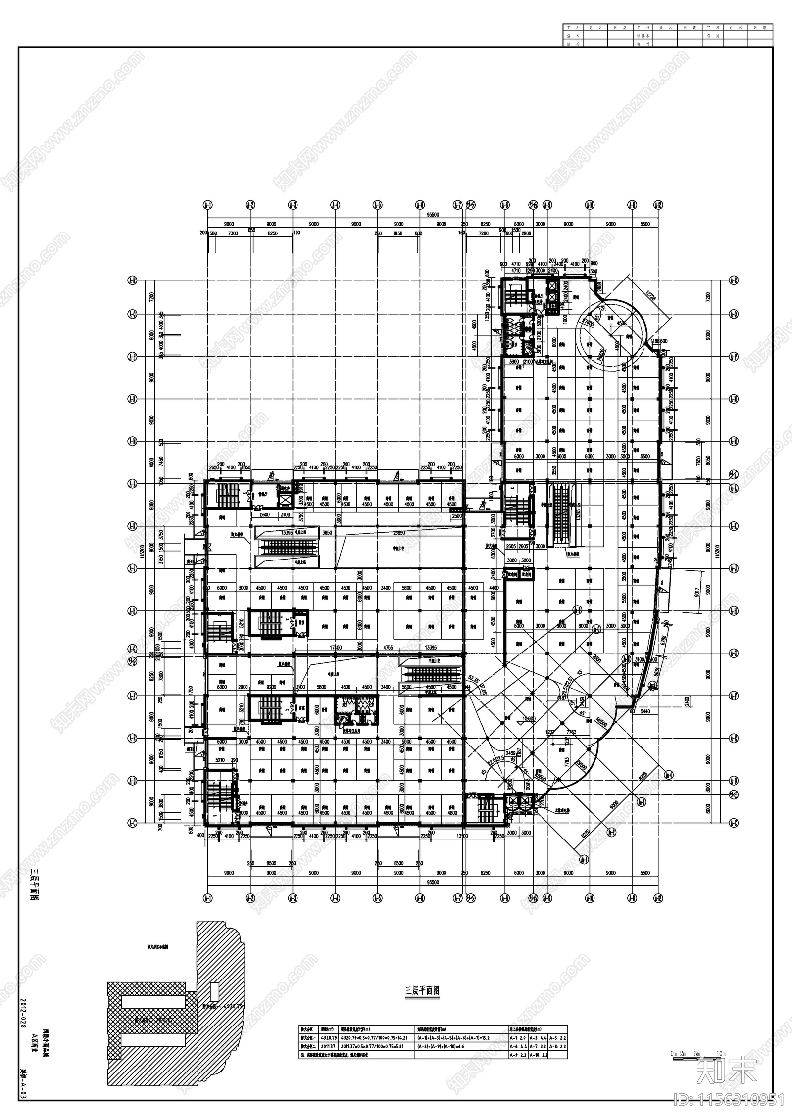 某五层现代风格商业大楼建筑cad施工图下载【ID:1156310951】