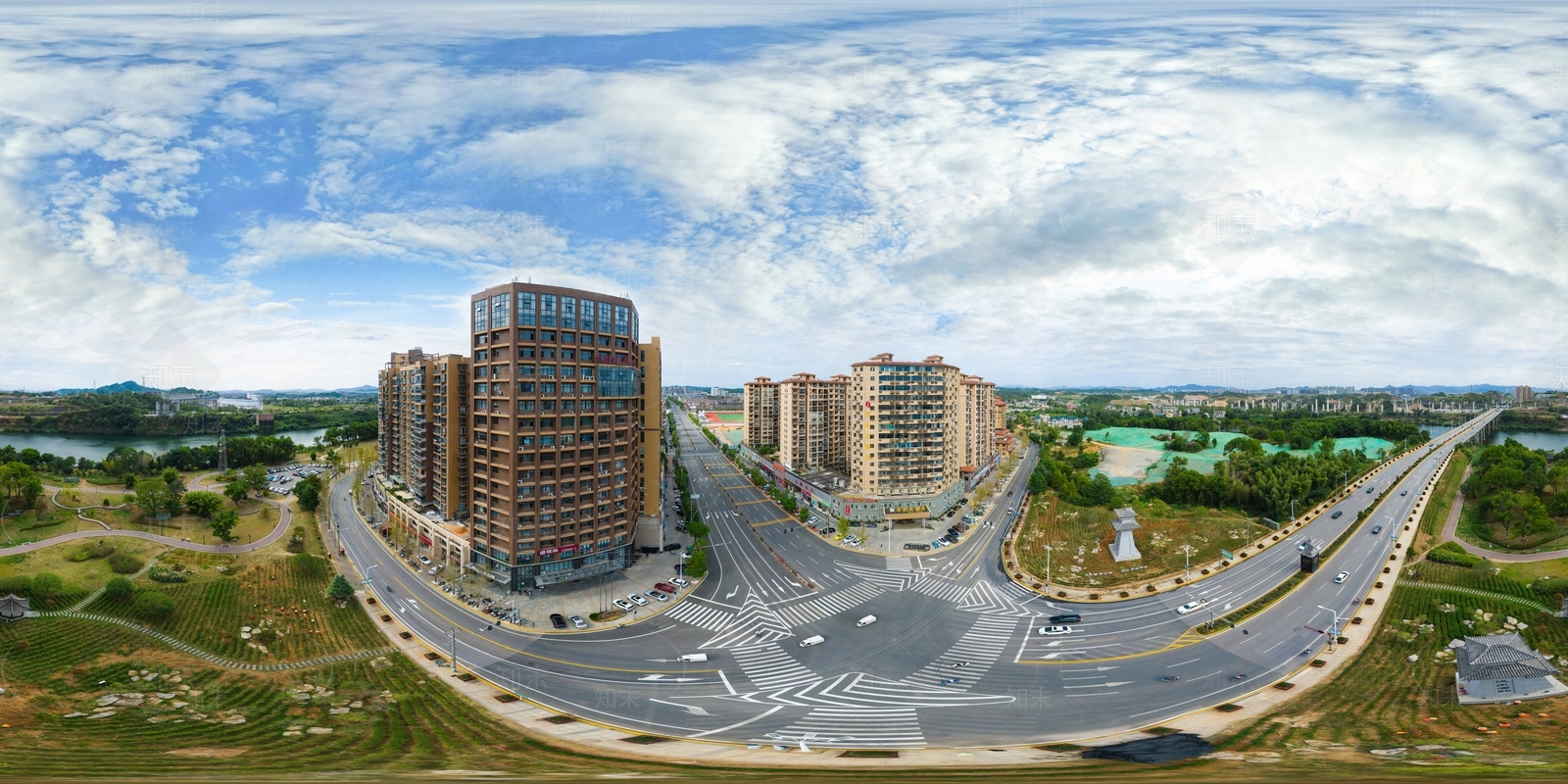 HDR城市小区社区广场全景贴图下载【ID:1156312049】