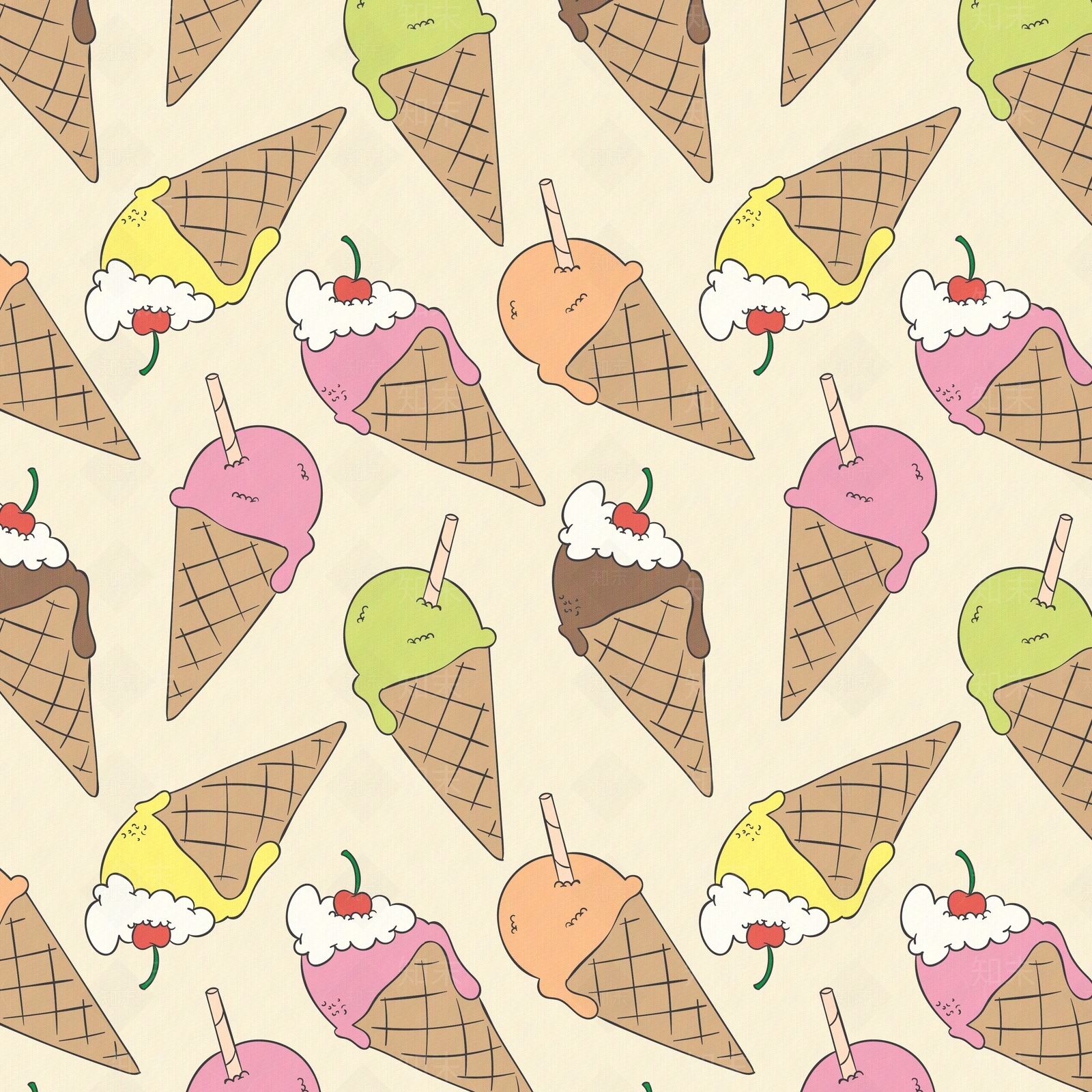 夏日冰激凌壁纸贴图下载【ID:1156311910】