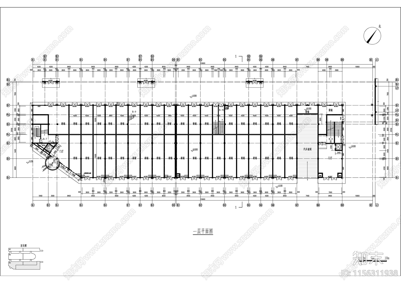 多层现代中式风格商业街建施图cad施工图下载【ID:1156311938】