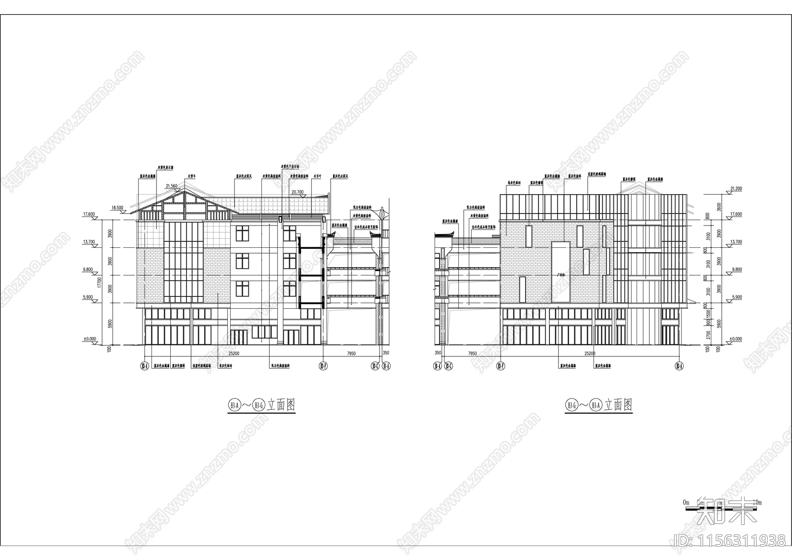 多层现代中式风格商业街建施图cad施工图下载【ID:1156311938】